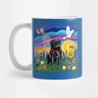 "Sunrise Garden" with a Black Pug Mug